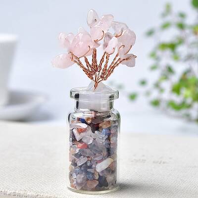 Natural Rose Quartz Chips Tree Decorations