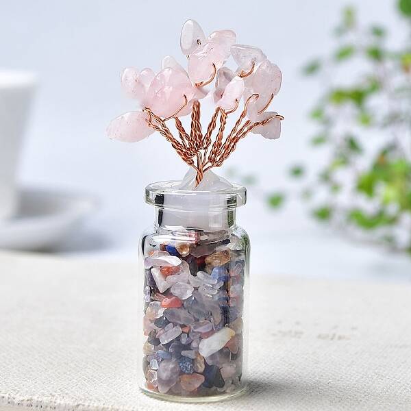 Natural Rose Quartz Chips Tree Decorations