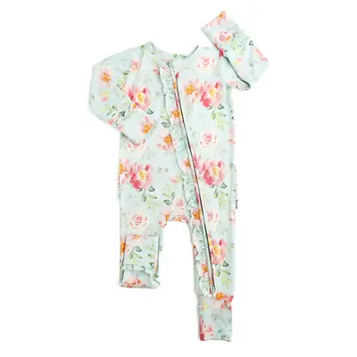 Mae Floral RUFFLE ZIP Bamboo One Piece Two Way Zipper Spring Floral Gigi and Max