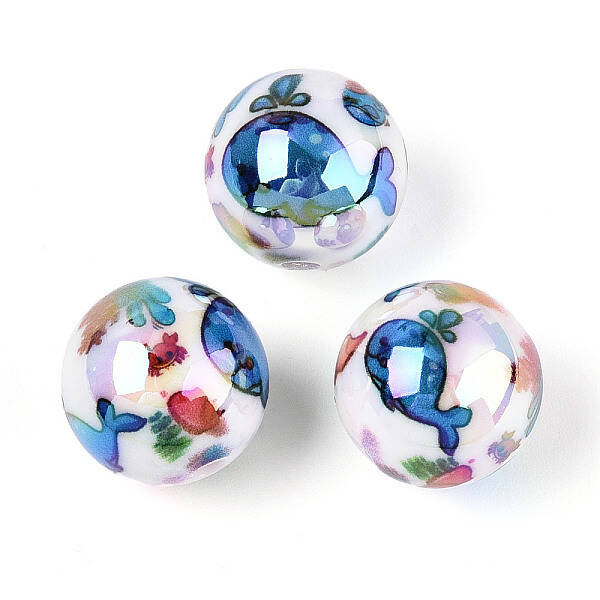 Ocean Theme Printed Opaque Acrylic Beads
