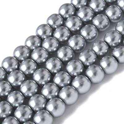 Baking Painted Pearlized Glass Pearl Round Bead Strands