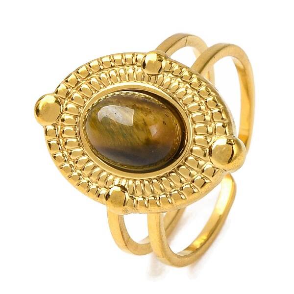 Oval Natural Tiger Eye Finger Rings