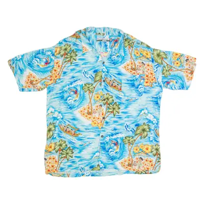 OCEAN CURRENT Mens Hawaiian Shirt Blue XL