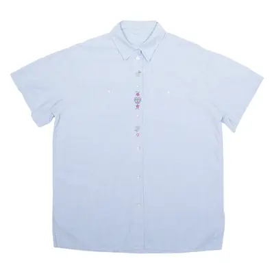 Denim Look Embroidered Womens Plain Shirt Blue XL