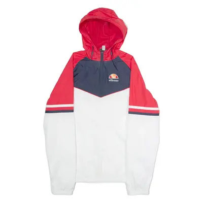 ELLESSE Womens Pullover Jacket White Hooded Colourblock UK 8