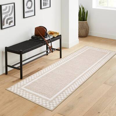 Garvee Kitchen Runner Rug 2x6, Modern Checkered, Washable & Non-Slip, 100% Polyester, Stain Resistant, TPR Backing, for Laund...