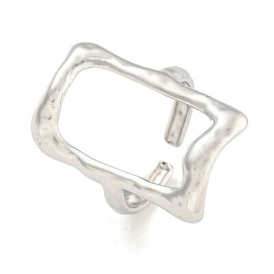 Non-Tarnish 304 Stainless Steel Hollow Rectangle Cuff Ring for Women