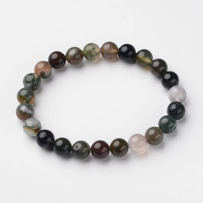 Natural Indian Agate Round Bead Stretch Bracelets
