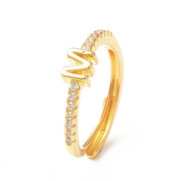 Clear Cubic Zirconia Initial Letter Adjustable Ring