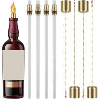 12Counts Wine Bottle Torch Kit Torch Light Set with 4 Torch Wicks 4 Brass Torch Wick Holders and 4 Brass Covers Premium DIY W...