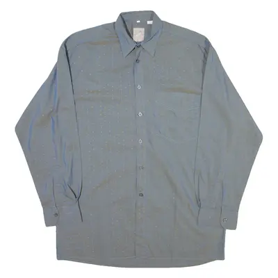 CALL UP Mens Shirt Blue Spotted Long Sleeve M