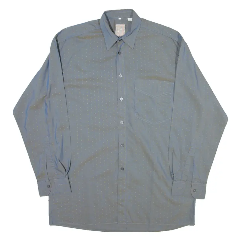 CALL UP Mens Shirt Blue Spotted Long Sleeve M