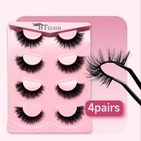 4 Pairs BTLLSSH Fluffy False Eye Lashes, 15mm Thick Curling Natural Fake Eyelashes, Eye Makeup For Girls & Women, Cosmetic