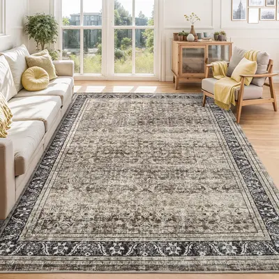 Garvee 10x13 Area Rugs for Living Room Washable, Soft Vintage Floral Large Bedroom Rugs Classic Retro Indoor Floor Carpet, Lo...