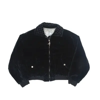 TRUSSARDI JEANS Cropped Bomber Velvet Jacket Black Womens S
