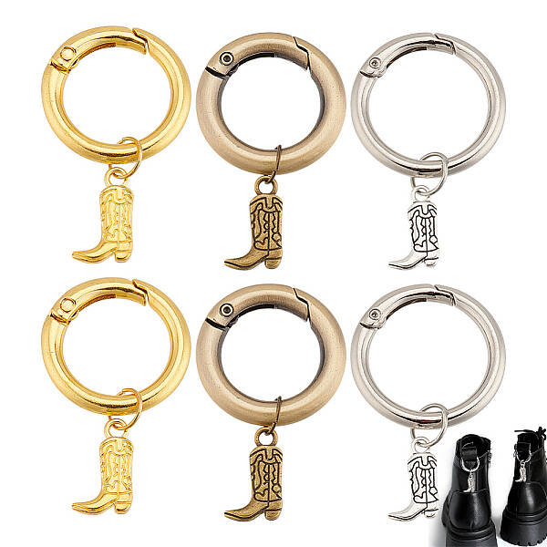 6Pcs 3 Colors Boot Alloy Shoe Charms