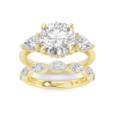 Celestia Lab Grown Round Diamond Engagement Ring with The Elara Wedding Band | 10K Yellow Gold 3 3/4 ct. tw.
