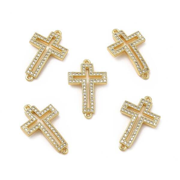 Brass Micro Pave Clear Cubic Zirconia Connector Charms