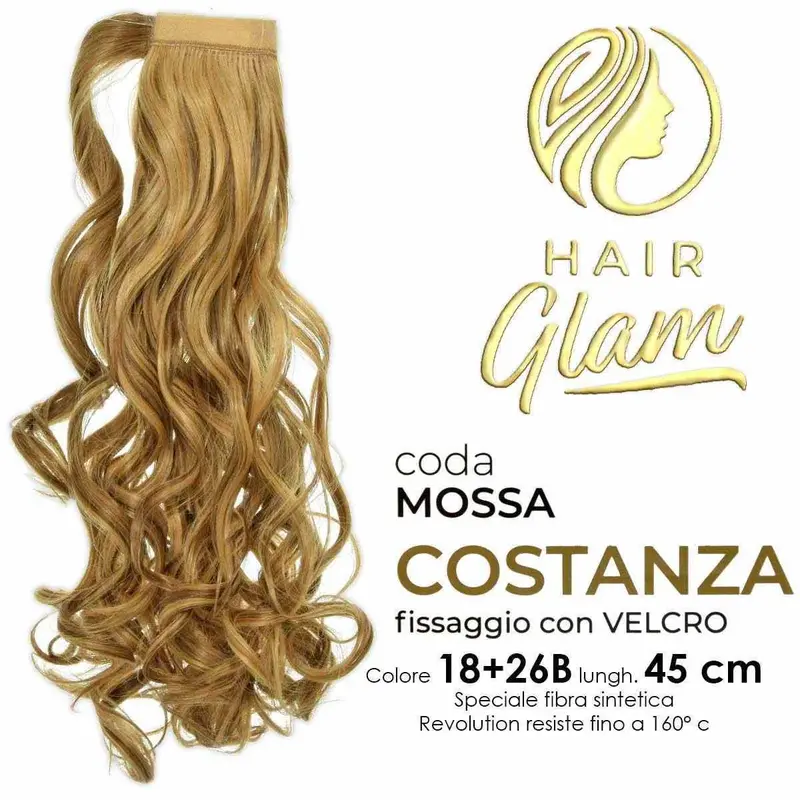 HAIR GLAM COSTANZA WAVY PONY WITH VELCRO FIBER REVOLUTION Length 18+26B 45cm