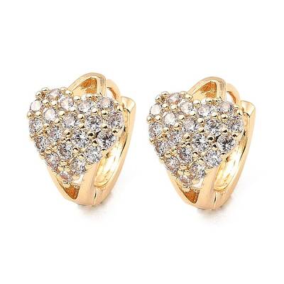 Brass Micro Pave Cubic Zirconia Hoop Earrings