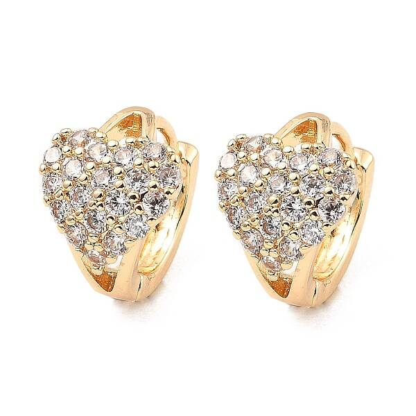 Brass Micro Pave Cubic Zirconia Hoop Earrings