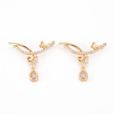 Brass Micro Pave Clear Cubic Zirconia Links Connectors
