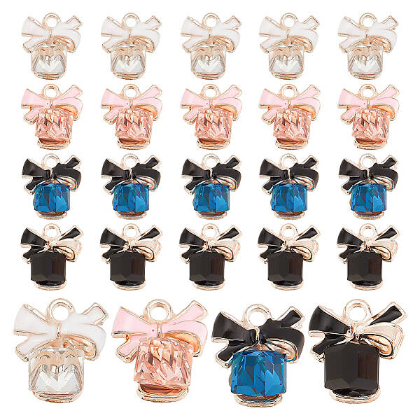 24Pcs 4 Colors Alloy Enamel Pendants