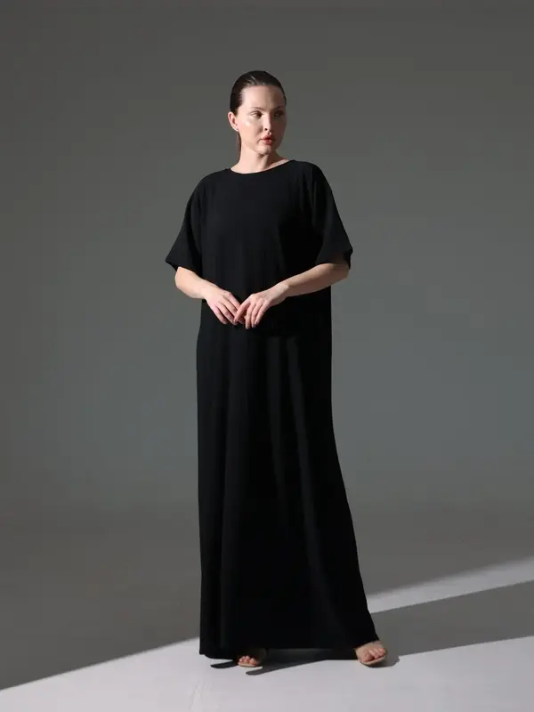 Crepe Abaya Inner Slip Dress - Classic Black