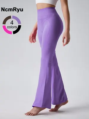 Women Yoga Flare Leggings High Waist Dance Pilates Fitness Gym Buttock Lifting Workout Wide-Leg Pants Outdoor Train Sport Pan...