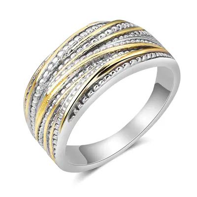 Mytys Two Tone Intertwined Crossover Statement Ring Fashion Chunky Band Rings for Women Wide Index Unique Design Versatile St...