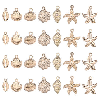 28Pcs 7 Styles Ocean Series Alloy Pendants