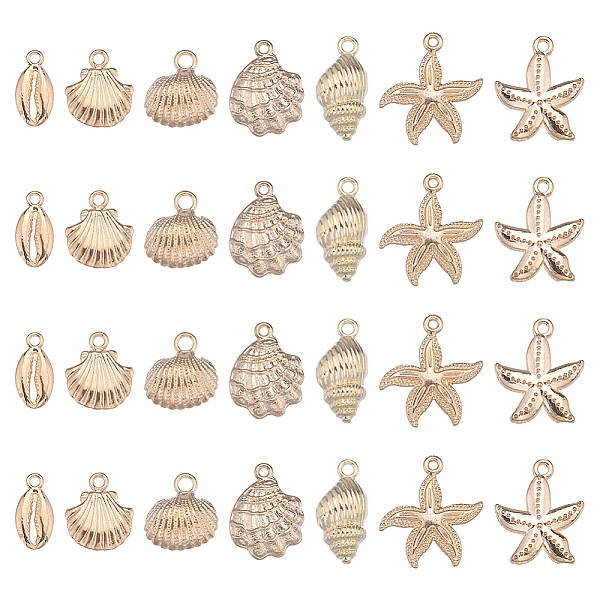 28Pcs 7 Styles Ocean Series Alloy Pendants