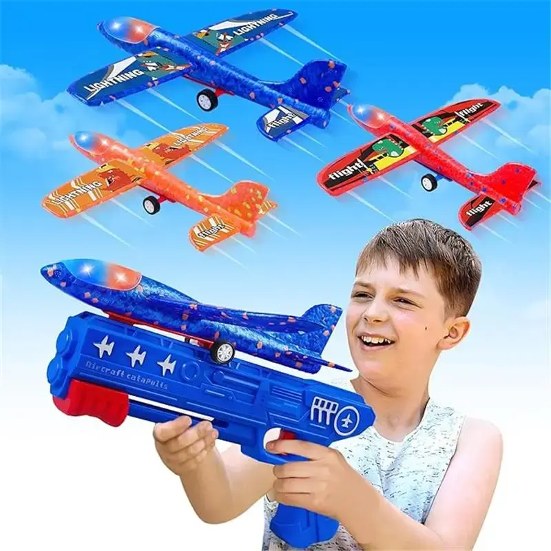 Airplane Launcher Toys with 2 Flight Modes, LED Foam Glider Catapult Planes, Outdoor Flying Toy for Kids 6+, Birthday Gifts &...