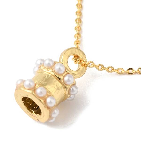 Rack Plating Brass ABS Pearl Pendant Necklaces