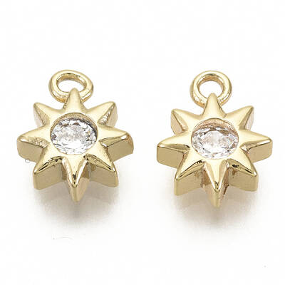Brass Micro Pave Cubic Zirconia Charms