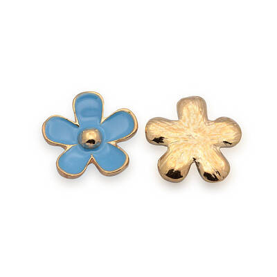 Rose Gold Plated Alloy Enamel Flower Cabochons