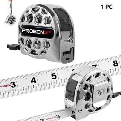 25 FT / 7.5 M Stainless Steel Retractable Tape Measure – Double-Sided Scale, Heavy-Duty for Construction, Woodworking & Hou...