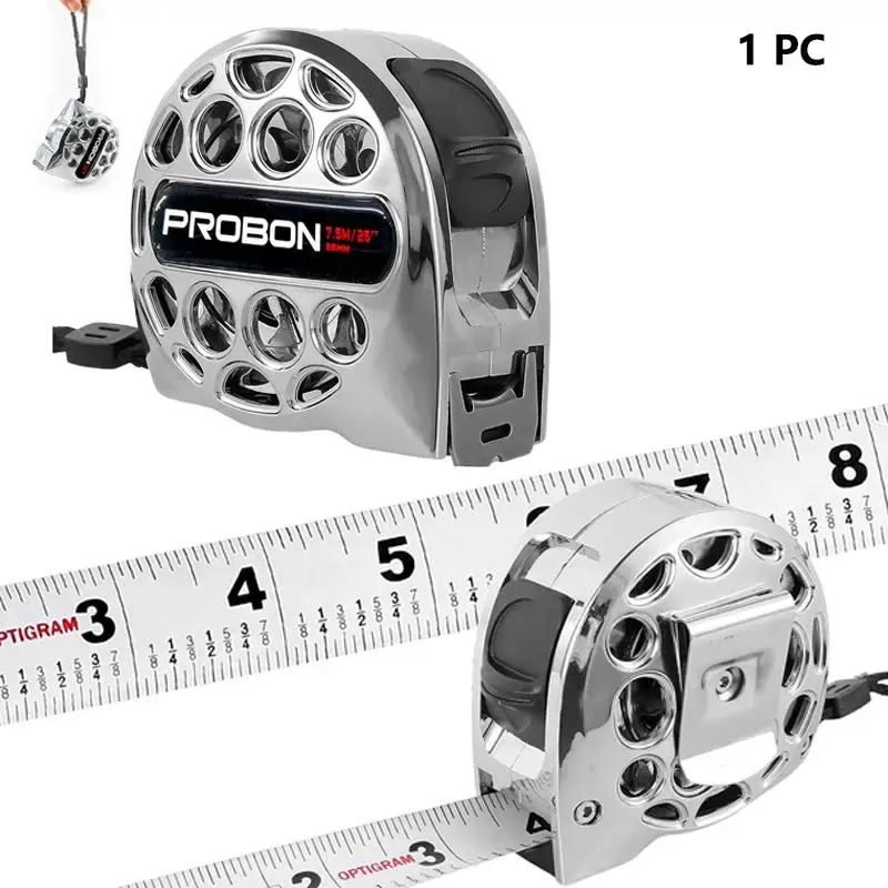 25 FT / 7.5 M Stainless Steel Retractable Tape Measure – Double-Sided Scale, Heavy-Duty for Construction, Woodworking & Hou...