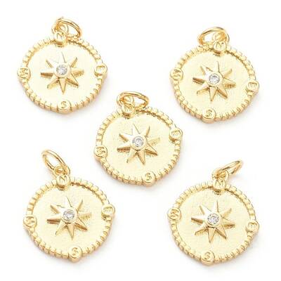 Brass Micro Pave Clear Cubic Zirconia Pendants