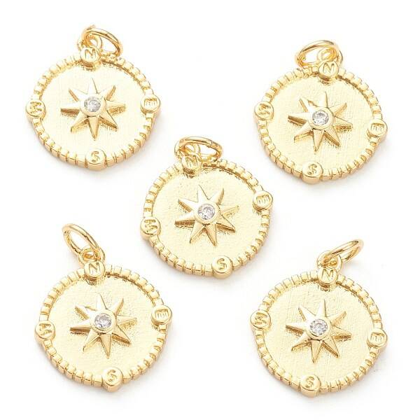 Brass Micro Pave Clear Cubic Zirconia Pendants
