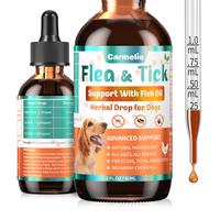 Carmelie Flea & Tick Support for Dogs – Natural Herbal Drops with Fish Oil for Daily Comfort, All Breeds & Ages, Chicken Fl...