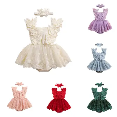 Baby Girl Dress Sleeveless Lace Tulle Dress Newborn Romper Bodysuit Infant Girl Summer Clothes Outfits