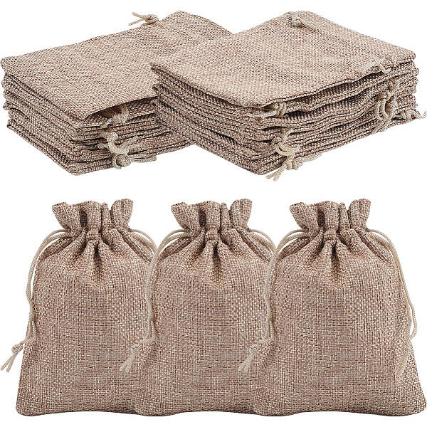 Beebeecraft 16Pcs Burlap Bags Polyester Drawstring Pouch Linen Gift Bags for Jewelry Wedding Favors Present and DIY Craft (Co...