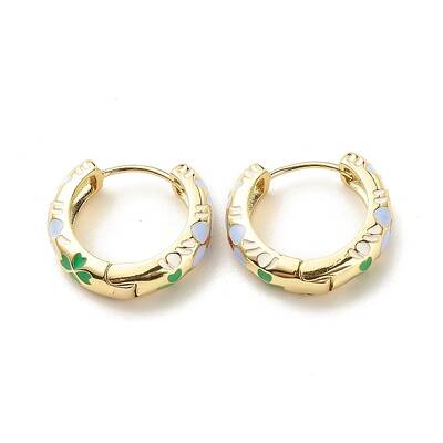 Flower Enamel Hoop Earrings