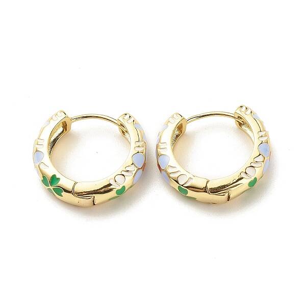 Flower Enamel Hoop Earrings