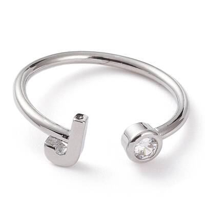 Brass Micro Pave Clear Cubic Zirconia Cuff Rings