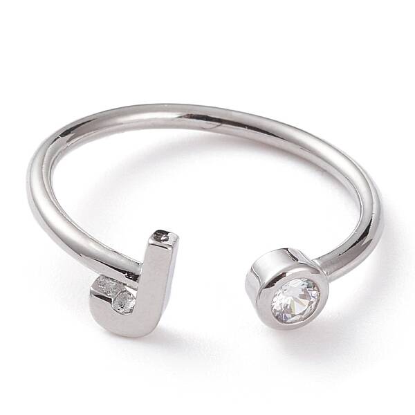 Brass Micro Pave Clear Cubic Zirconia Cuff Rings