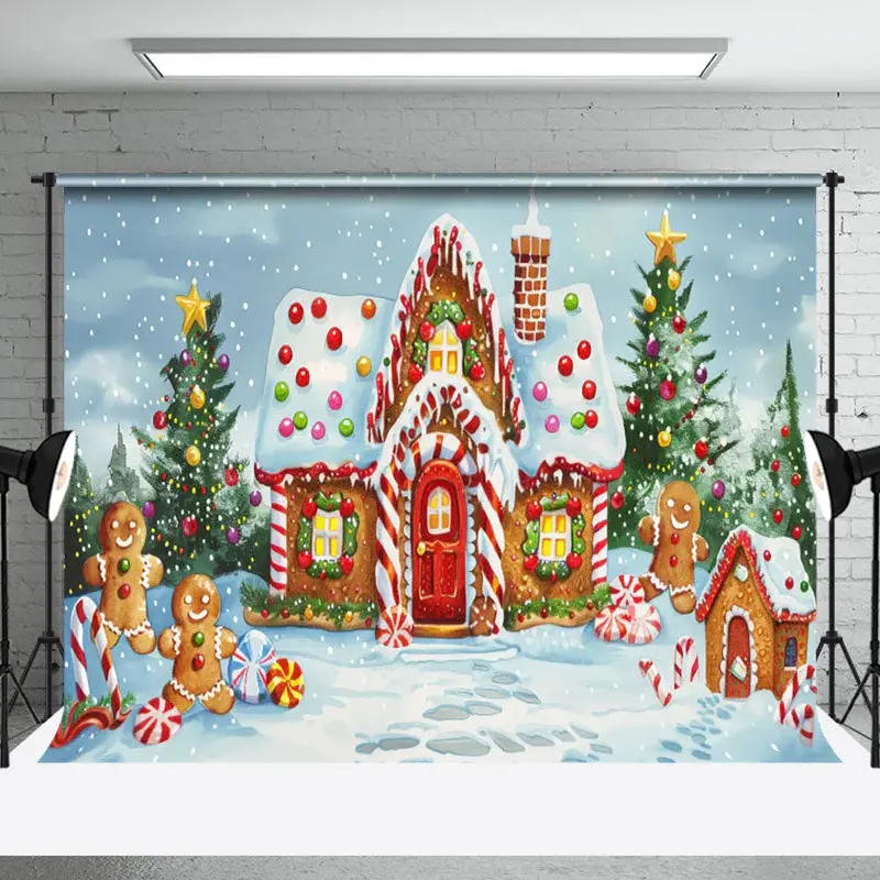 Aperturee Gingerbread House Doll Snow Field Christmas Backdrop - Aperturee