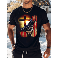 American Independence Day T-shirt the united states holiday gift for gifts the left is a shining black cross the right is a c...
