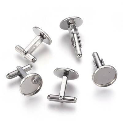 Tarnish Resistant Flat Round Stainless Steel Cuffinks